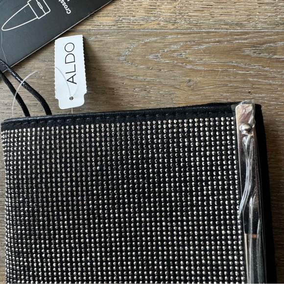 NWT Aldo Black Suede Rhinestone Studded Clutch - Picture 5 of 5